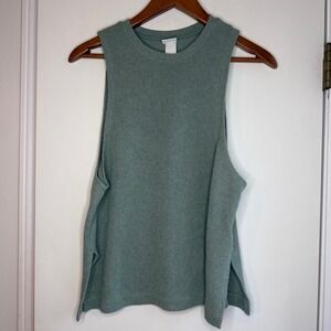 H&M Green Sleeveless Tank Top Ribbed Knit Casual Basic Women's Size M